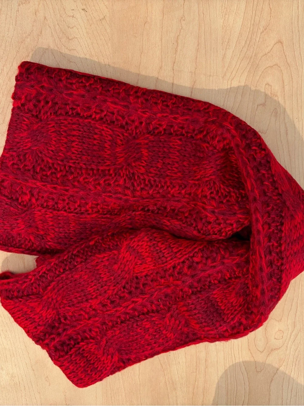 Unisex Large warm knitted long winter scarf Red